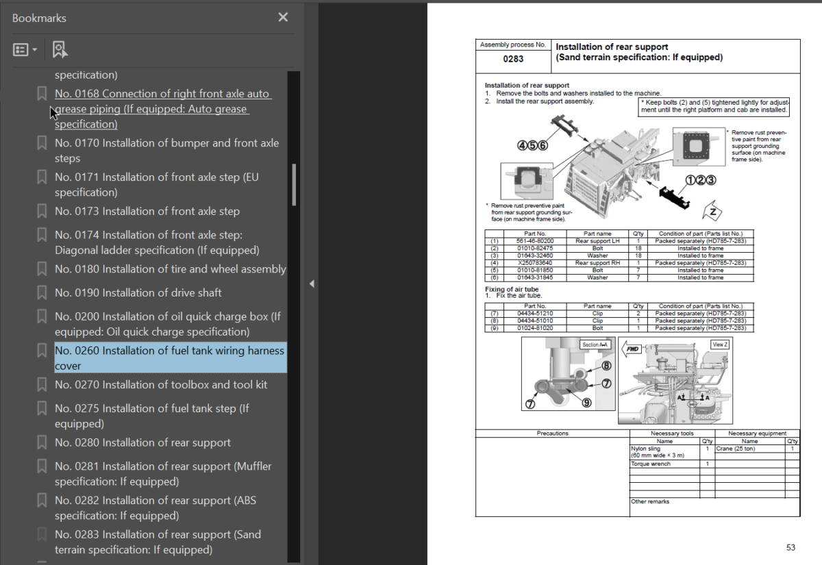 Komatsu HD785-7 Field Assembly Instruction (SERIAL NUMBERS 30001 and up)