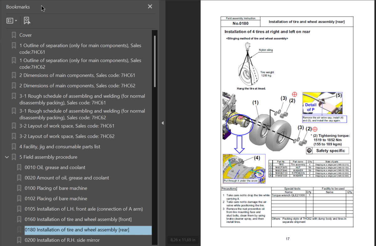 Komatsu HD465-8E0 HD605-8E0 Field Assembly Instruction