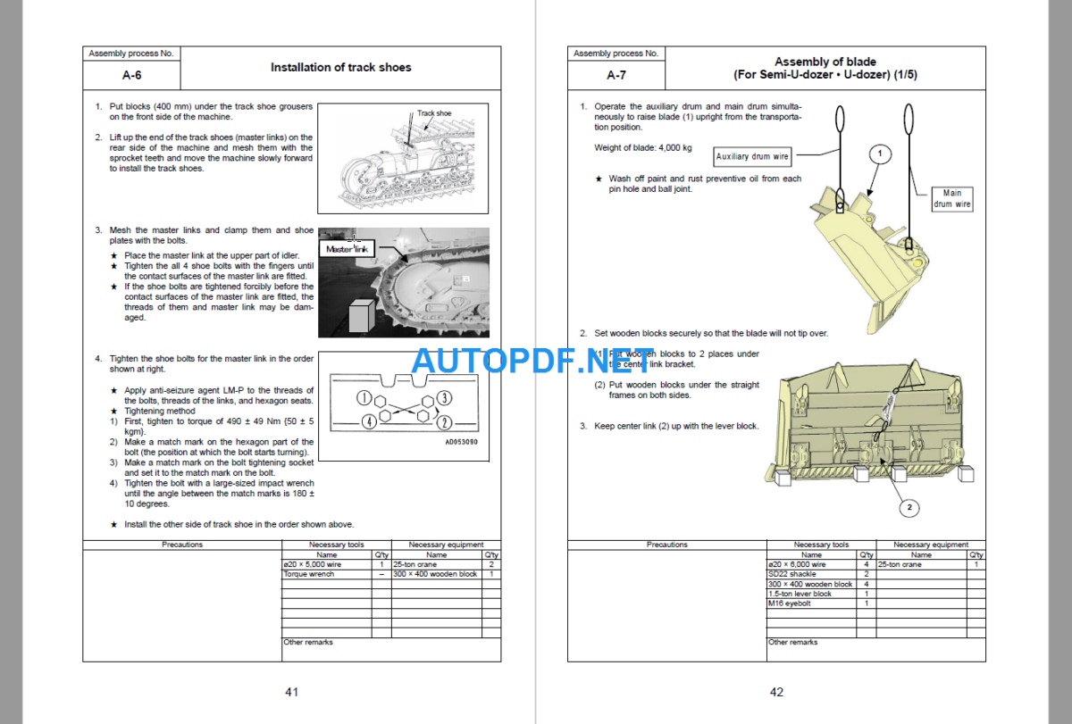 Komatsu Dozer D275A-6 Field Assembly Instruction