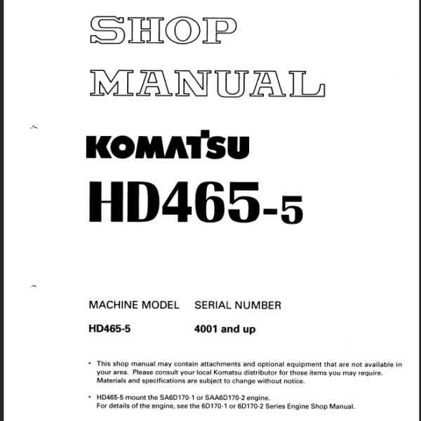 Komatsu HD465-5 Shop Manual