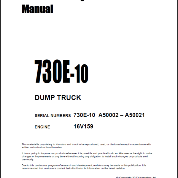 Komatsu 730E-10 Field Assembly Manual (A50002 – A50021)