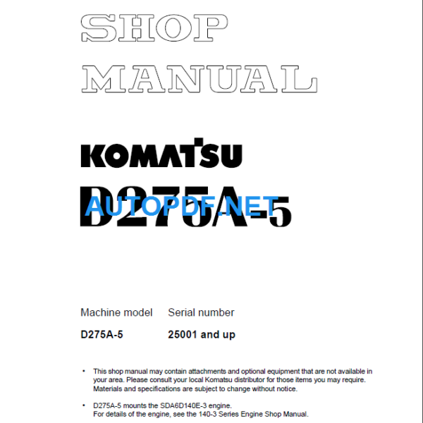 D275A-5 Shop Manual
