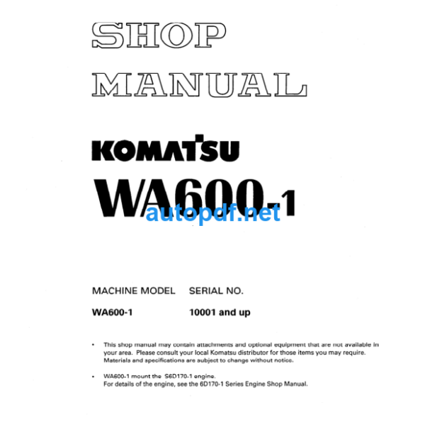 WA600-1 Shop Manual