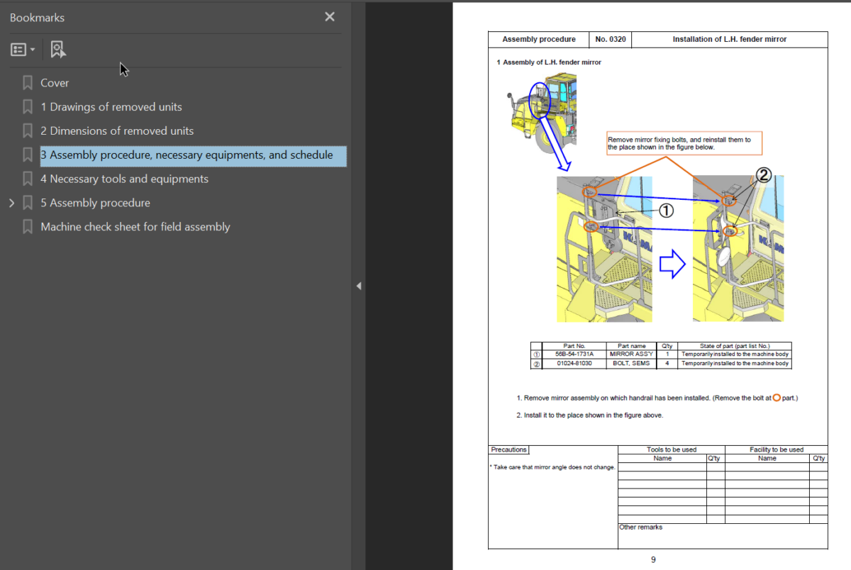 Komatsu HM300-5SE0 Field Assembly Instruction