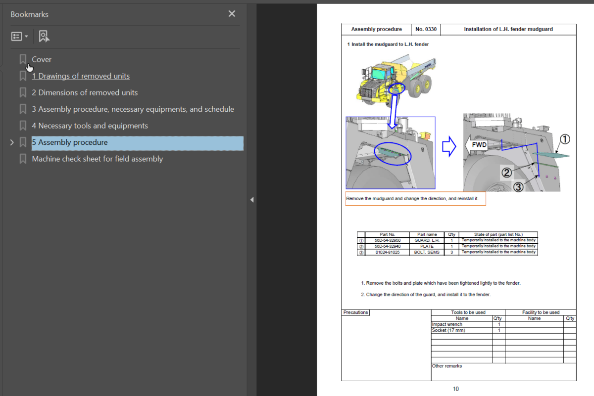 Komatsu HM300-5SE0 Field Assembly Instruction