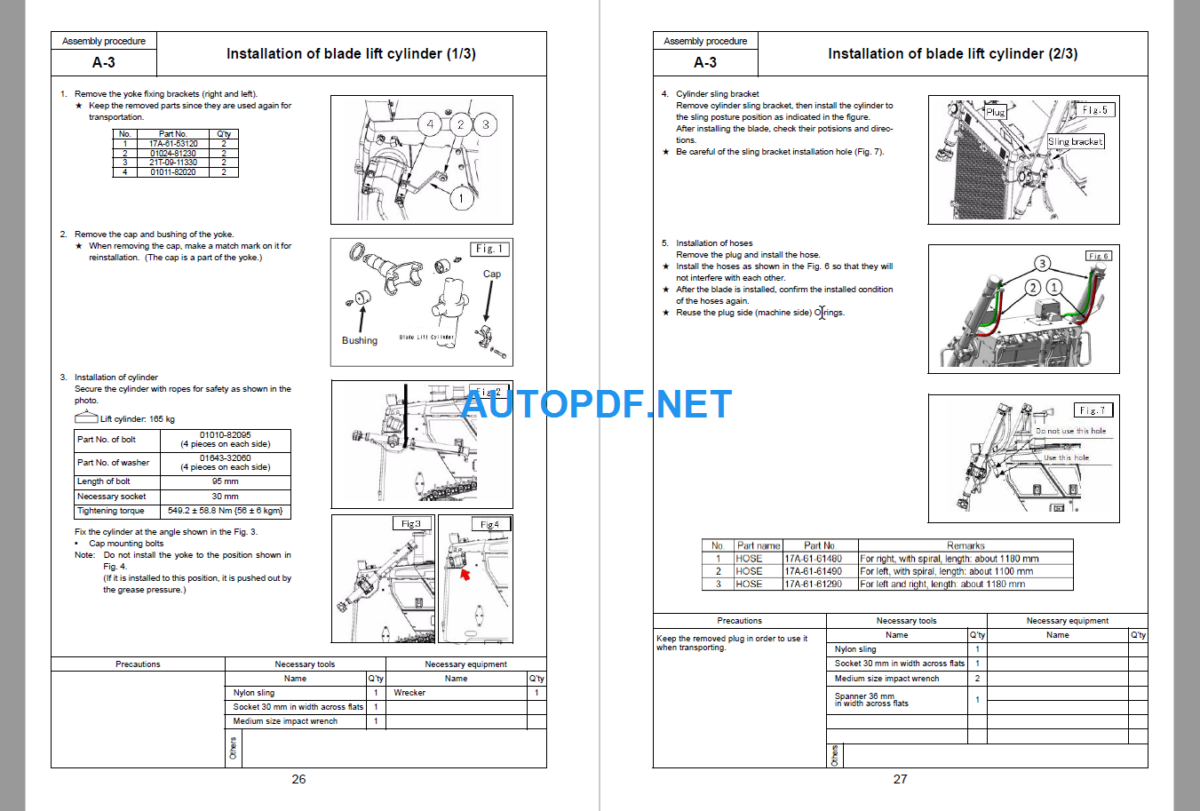 Komatsu Dozer D155AX-8E0 Field Assembly Instruction