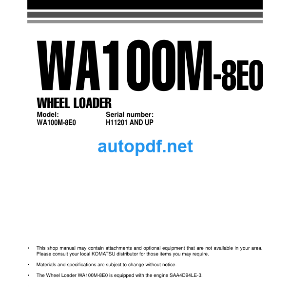 WA100M-8E0 Shop Manual