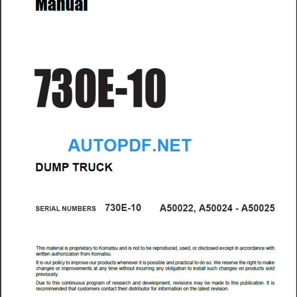 Komatsu 730E-10 (A50022 A50024-A50025) Shop Manual