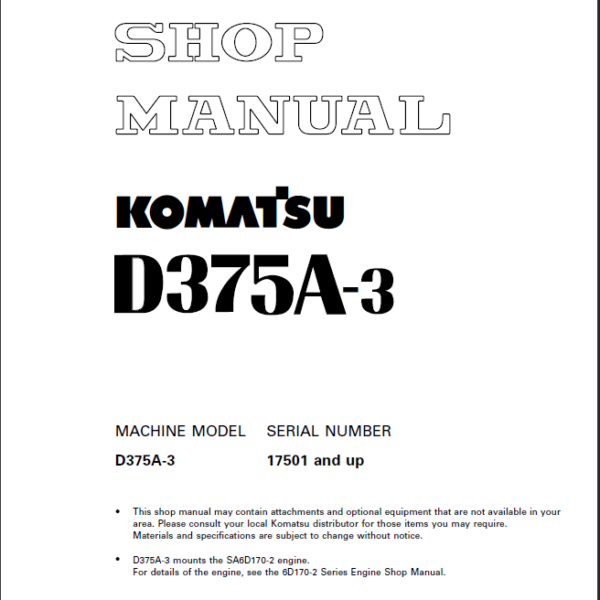 Komatsu D375A-3 Shop Manual