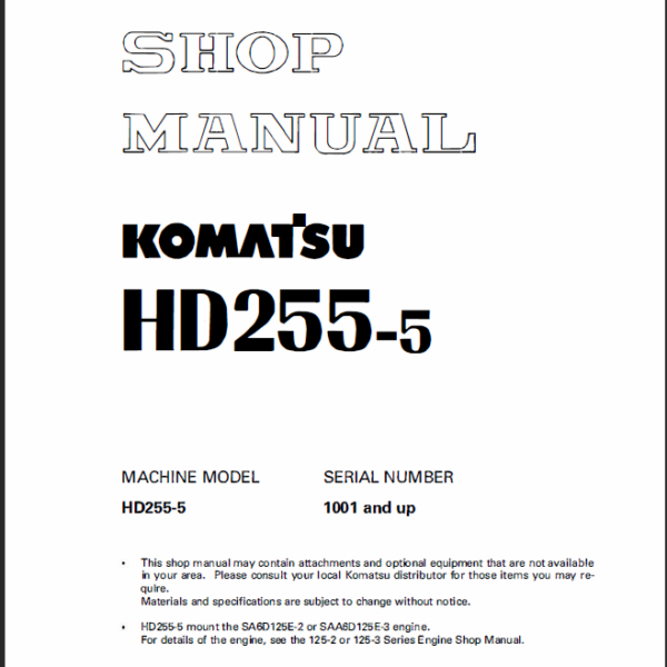 Komatsu HD255-5 Shop Manual