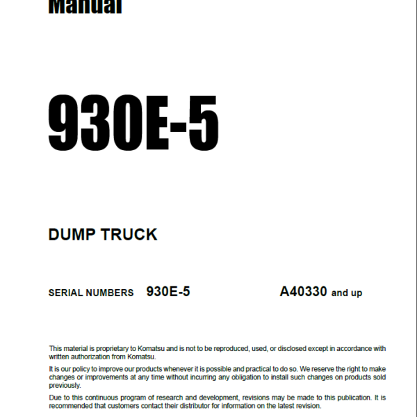 Komatsu 930E-5 Field Assembly Manual