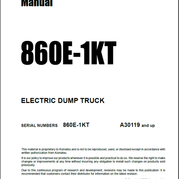 Komatsu 860E-1KT Field Assembly Manual (BFP41-A thru BFP41-AD)