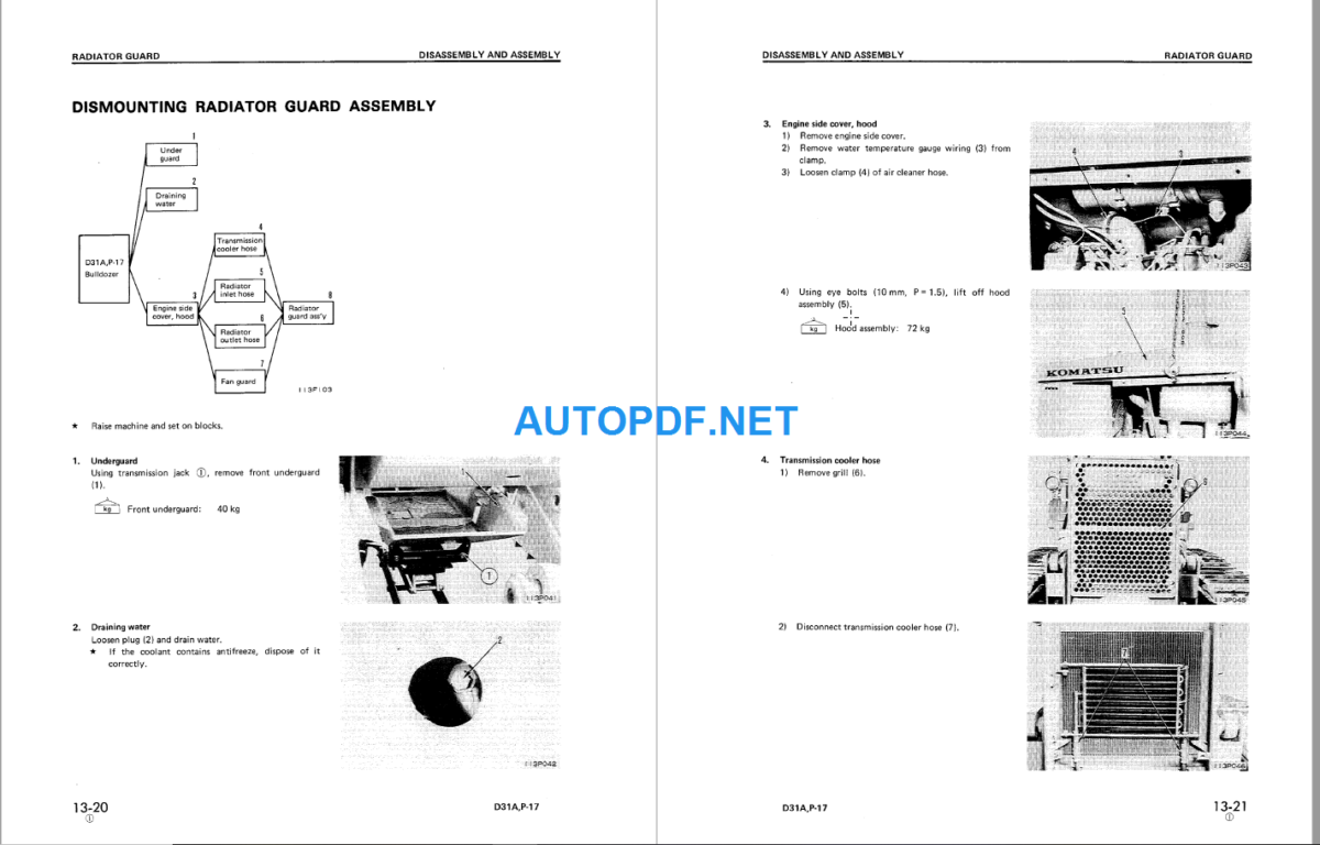 Komatsu Dozer D31AE-17 D31PPLPLL-17 D31P-17AB Shop Manual