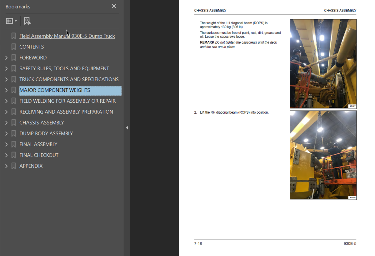 Komatsu 930E-5 Field Assembly Manual