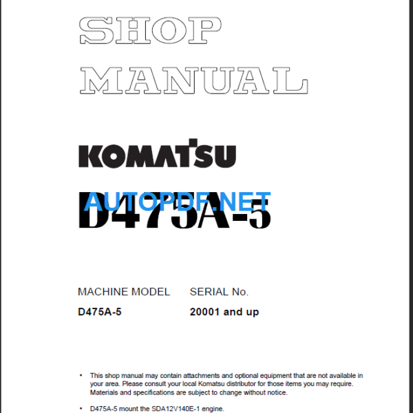 D475A-5 Shop Manual (20001 and up)