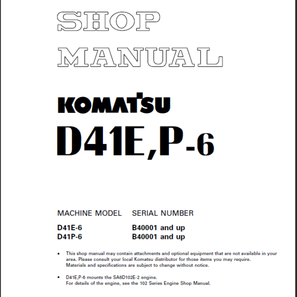 Komatsu D41E P-6 Shop Manual