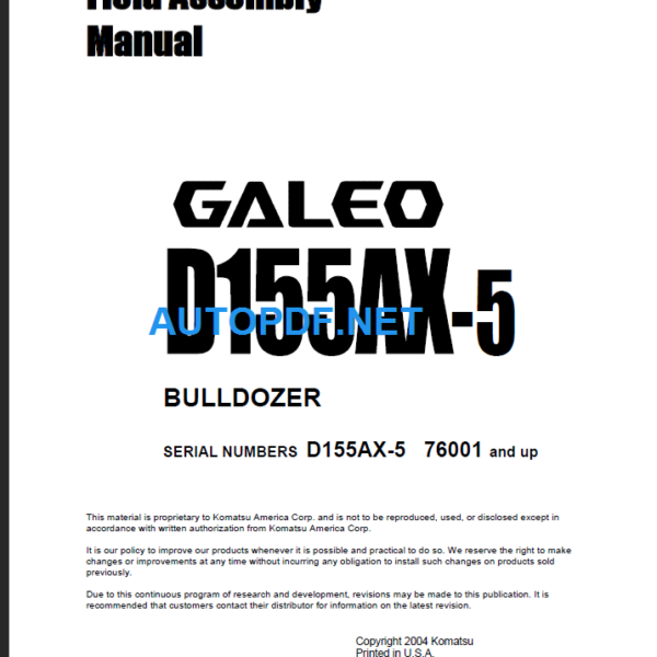 D155AX-5 Galeo Field Assembly Manual