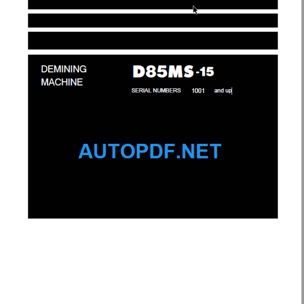 D85MS-15 Field Assembly Instruction