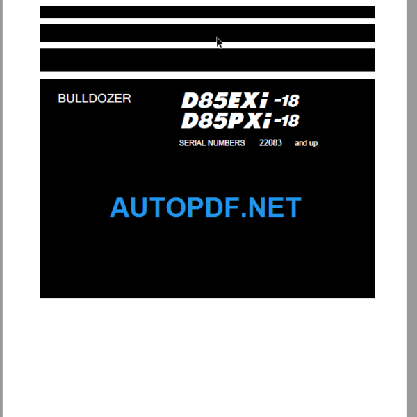 Komatsu Dozer D85EXI-18 D85PXI-18 Field Assembly Instruction