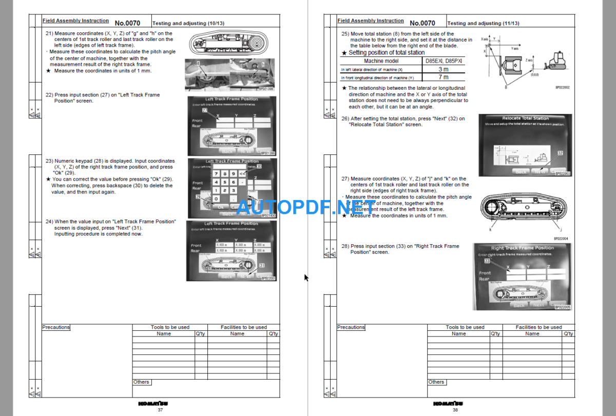 Komatsu Dozer D85EXI-18 D85PXI-18 Field Assembly Instruction