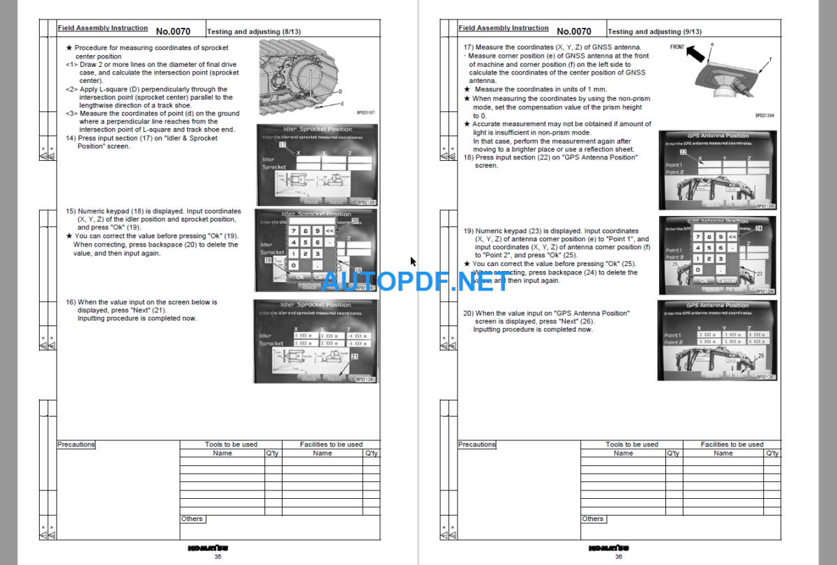 Komatsu Dozer D85EXI-18 D85PXI-18 Field Assembly Instruction