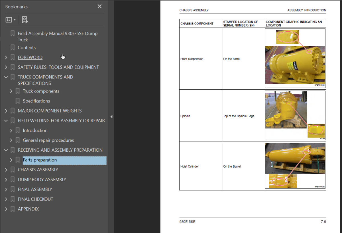 Komatsu 930E-5SE Field Assembly Manual