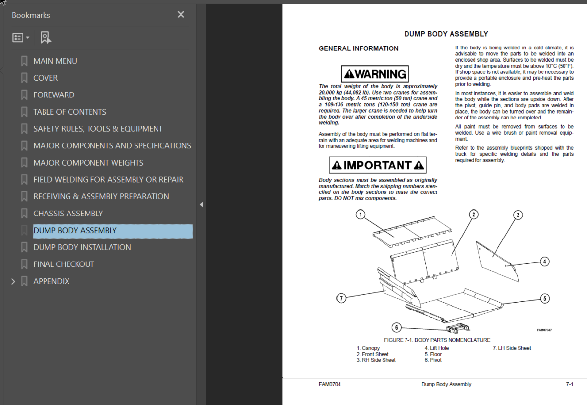 Komatsu HD1500-7 Field Assembly Manual