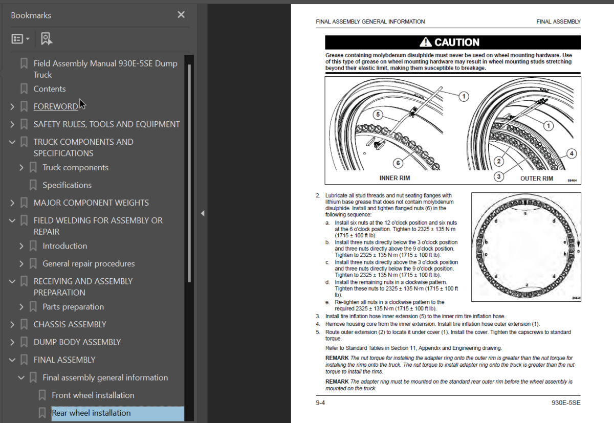 Komatsu 930E-5SE Field Assembly Manual