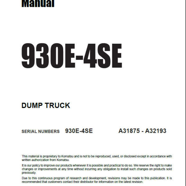 Komatsu 930E-4SE Shop Manual