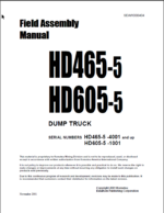 Komatsu HD465-5 HD605-5 Field Assembly Manual