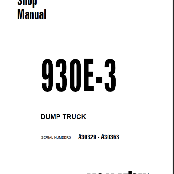 Komatsu 930E-3 (A30329 - A30363) Shop Manual