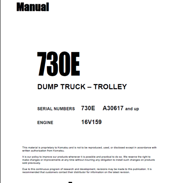 Komatsu 730E (A30617 and up) Shop Manual