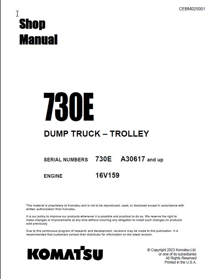 Komatsu 730E (A30617 and up) Shop Manual