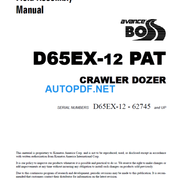 D65EX-12 PAT Field Assembly Manual