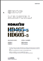 HD465-5 4626 and up HD605-5 1013 and up Shop Manual