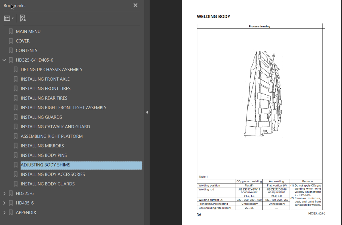 Komatsu HD325-6 HD405-6 Field Assembly Manual