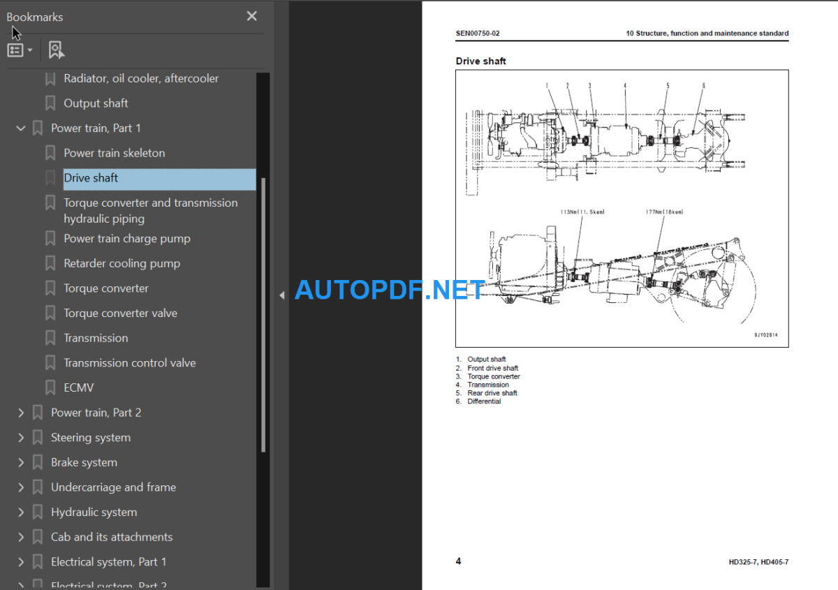 Komatsu HD325-7(7001-7025 7101 and up) HD405-7 (3001-3035 7101 and up) Shop Manual