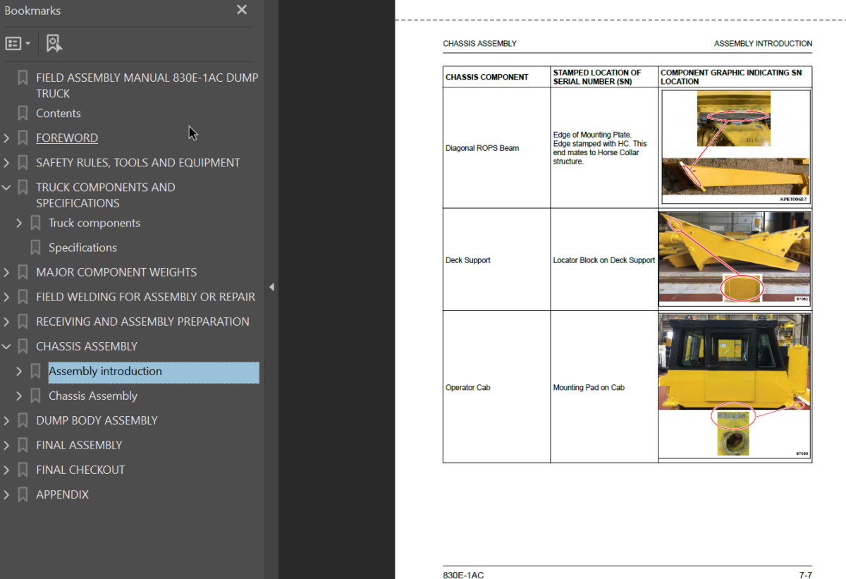 Komatsu 830E-1AC Field Assembly Manual (A41138 and up)