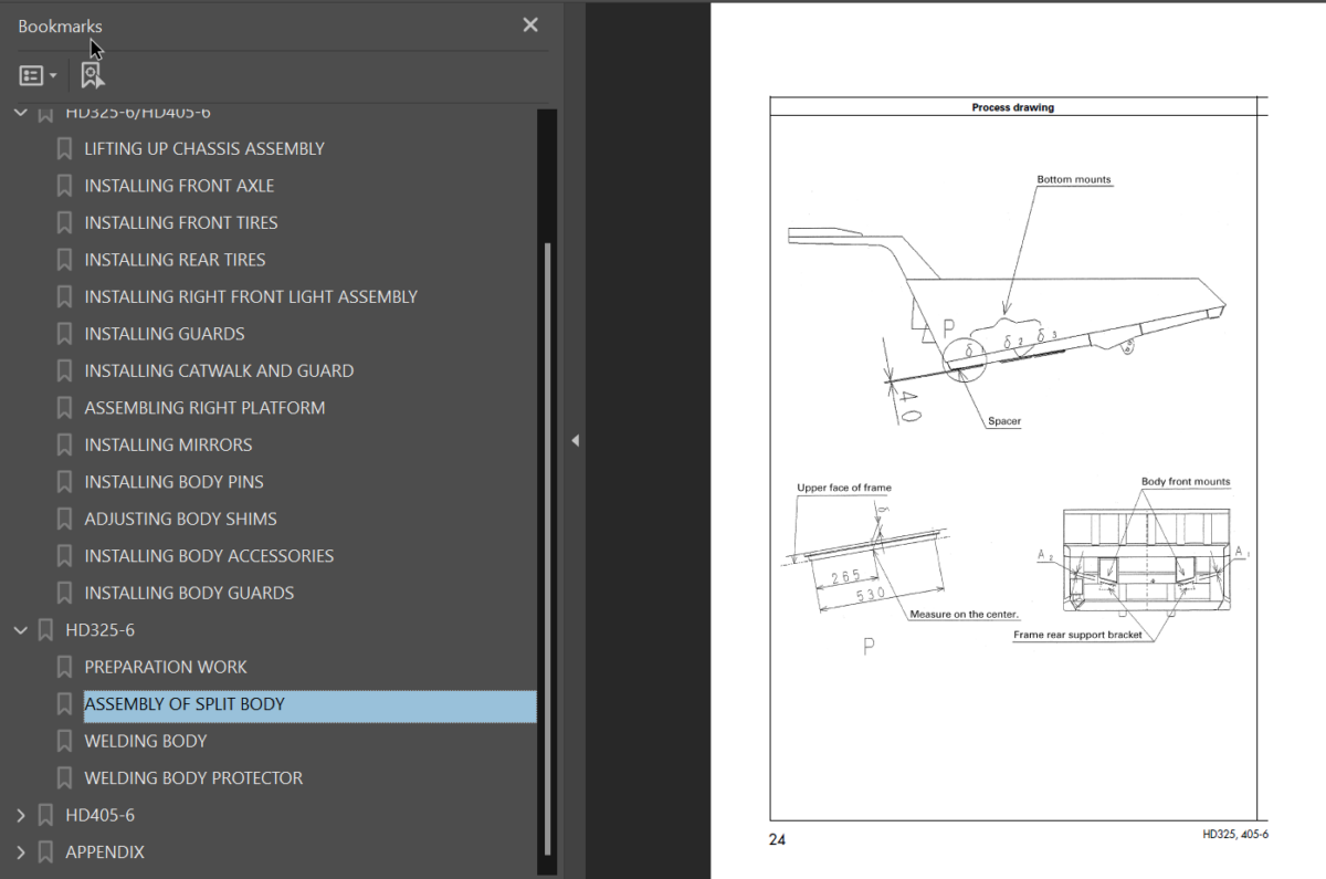 Komatsu HD325-6 HD405-6 Field Assembly Manual