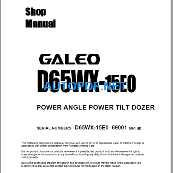 D65WX-15E0 GALEO Shop Manual