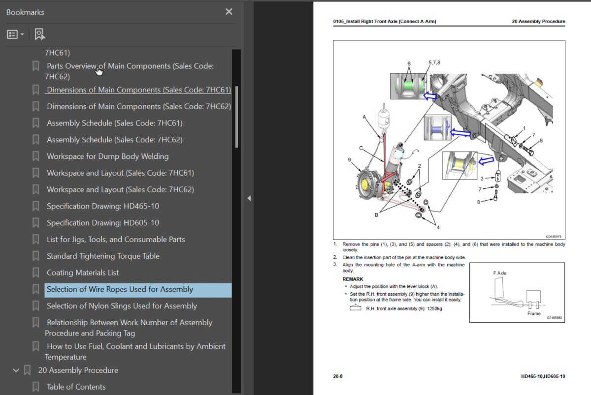 Komatsu HD465-10 HD605-10 Field Assembly Instruction