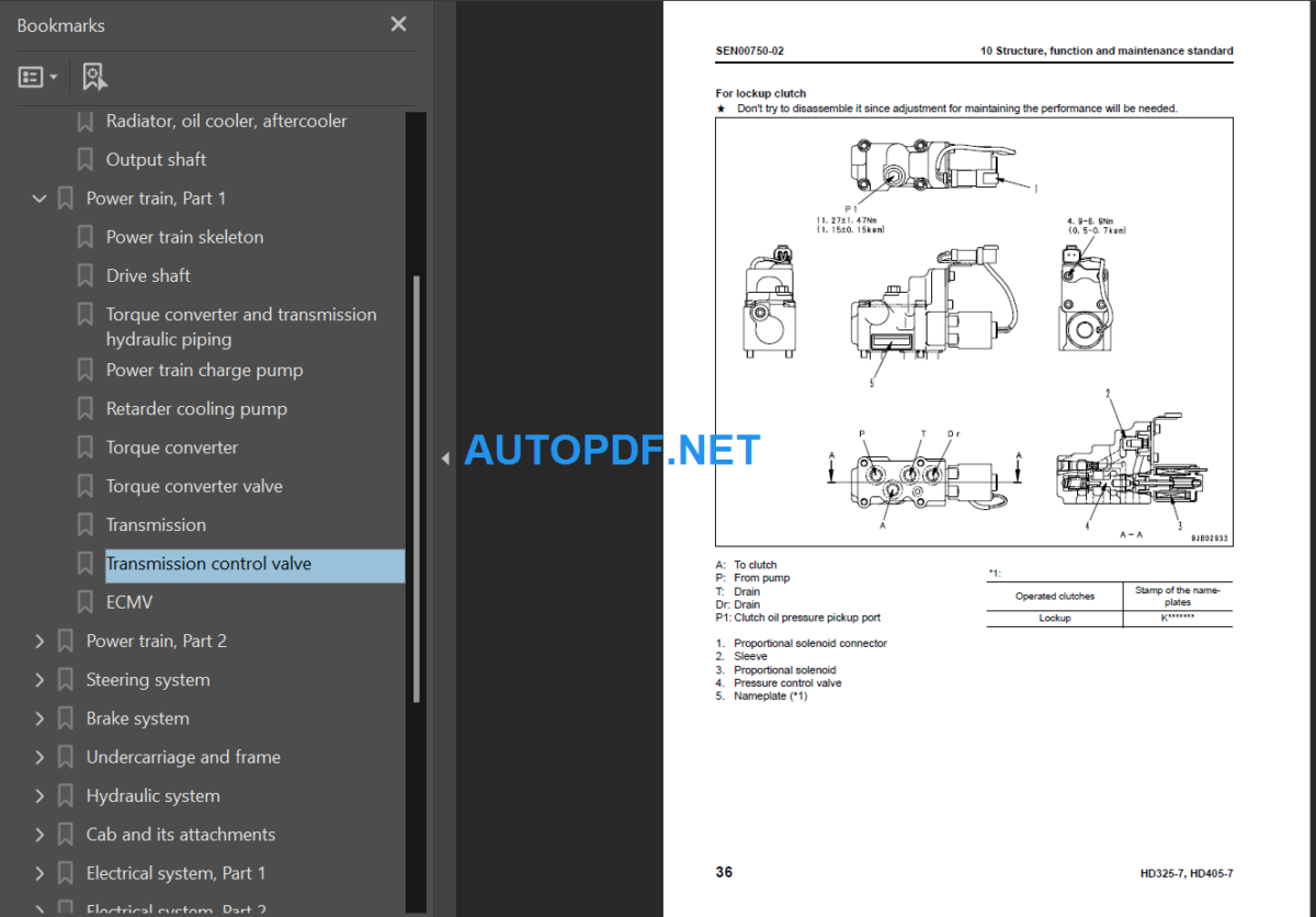 Komatsu HD325-7(7001-7025 7101 and up) HD405-7 (3001-3035 7101 and up) Shop Manual