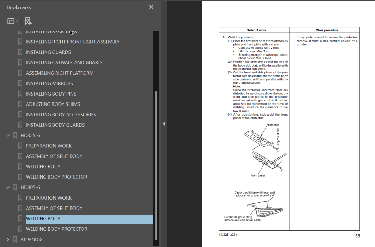 Komatsu HD325-6 HD405-6 Field Assembly Manual