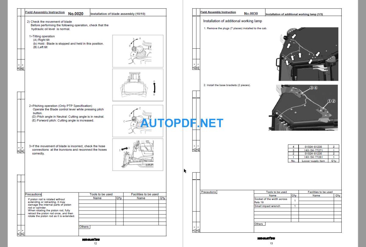 D85EXI-18 D85PXI-18 Field Assembly Instruction (25001 and up)