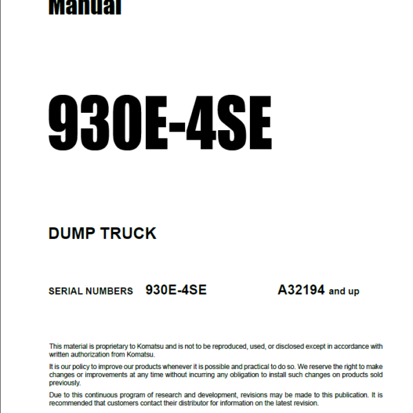 Komatsu 930E-4SE Field Assembly Manual (BFP41-A thru BFP41-AD)