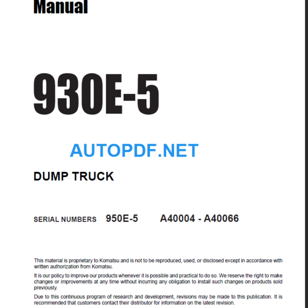 930E-5 (SN A40004-A40066) Shop Manual
