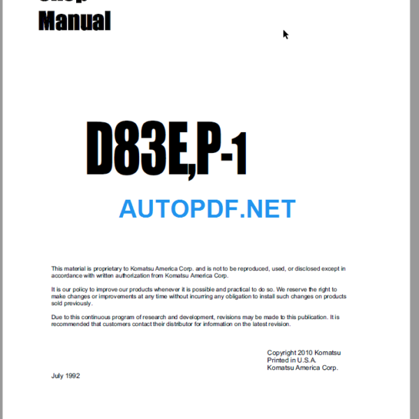D83EP-1 Shop Manual