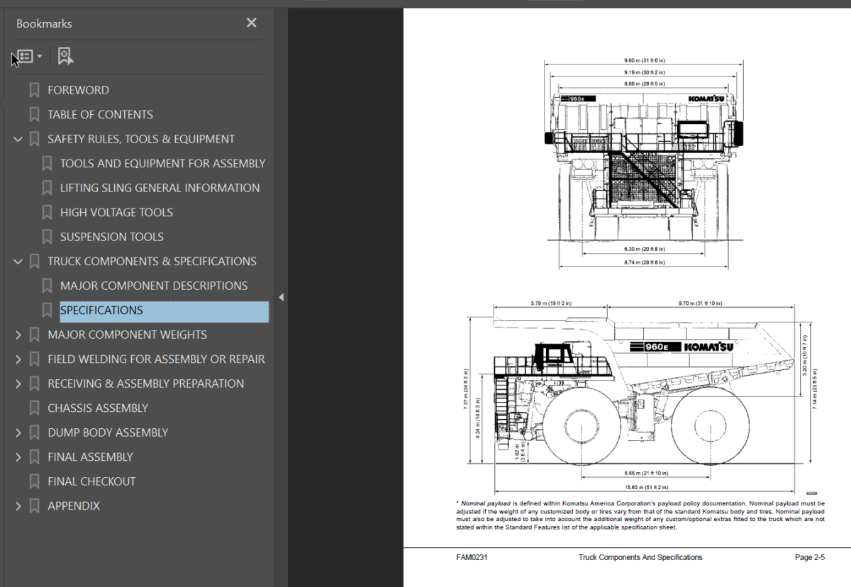 Komatsu 960E-2KT Field Assembly Manual