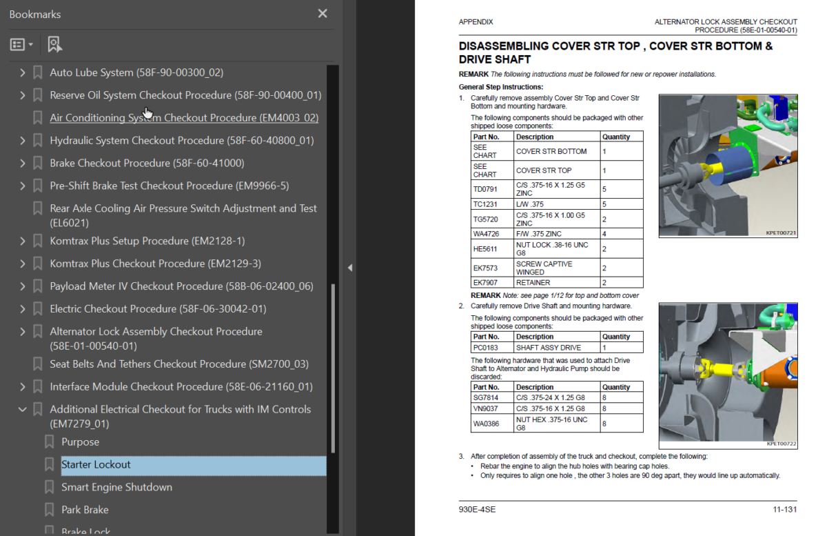 Komatsu 930E-4SE Field Assembly Manual (BFP41-A thru BFP41-AD)