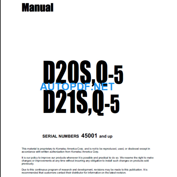 D20S Q-5  D21S Q-5 Shop Manual